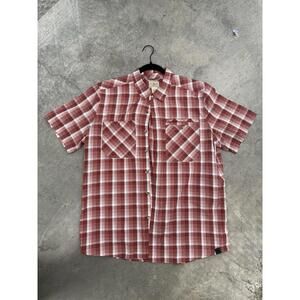 L.L. Bean Men's Short Sleeve Button-Up Shirt, Size XL, Red Plaid